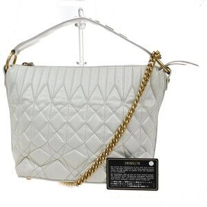 CHANEL CC Logo 2Way Glazed Shoulder Bag Leather White 620RF580